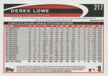 2012 Topps Chrome - Orange Refractors #217 Derek Lowe Back