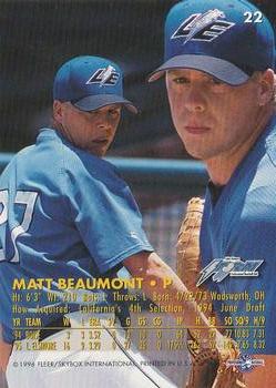 1996 Fleer Excel #22 Matt Beaumont Back