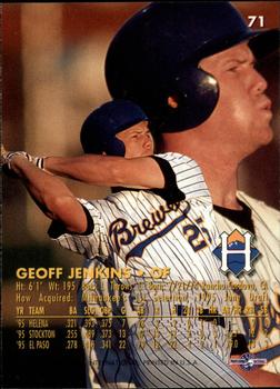 1996 Fleer Excel #71 Geoff Jenkins Back