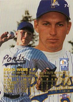1996 Fleer Excel #74 Doug Webb Back