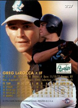 1996 Fleer Excel #237 Greg LaRocca Back