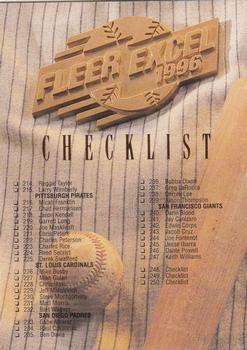 1996 Fleer Excel #250 Checklist Front