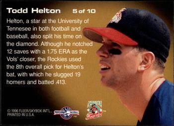 1996 Fleer Excel - First Year Phenoms #5 Todd Helton Back