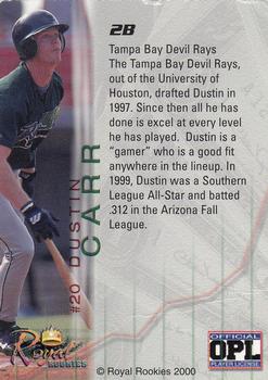 2000 Royal Rookies Futures #20 Dustin Carr Back