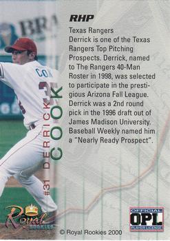 2000 Royal Rookies Futures #31 Derrick Cook Back