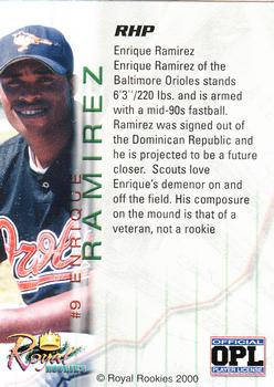 2000 Royal Rookies Futures #9 Enrique Ramirez Back