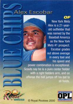 2000 Royal Rookies Futures - Blue Chips Autographs #NNO Alex Escobar Back