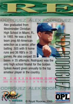 2000 Royal Rookies Futures - Wall Street Alex Rodriguez #NNO Alex Rodriguez Back