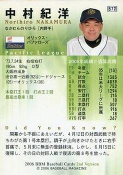 2006 BBM #577 Norihiro Nakamura Back