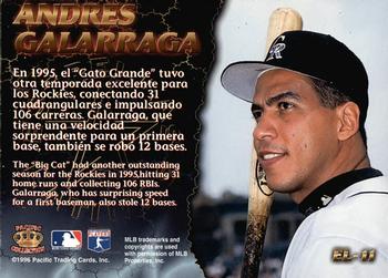 1996 Pacific Crown Collection - Estrellas Latinas #EL-11 Andres Galarraga Back