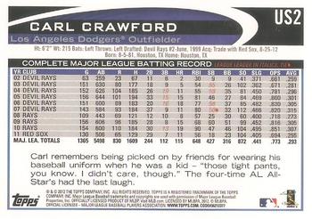 2012 Topps Update #US2 Carl Crawford Back