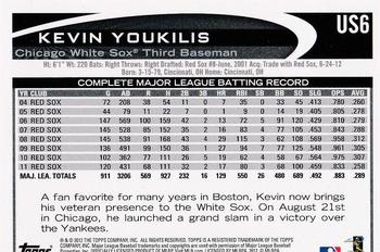 2012 Topps Update #US6 Kevin Youkilis Back