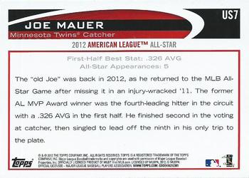 2012 Topps Update #US7 Joe Mauer Back