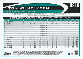 2012 Topps Update #US18 Tom Wilhelmsen Back