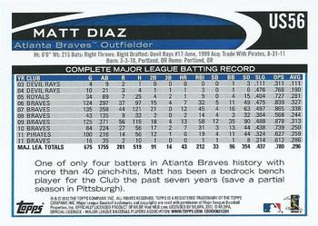 2012 Topps Update #US56 Matt Diaz Back
