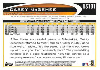 2012 Topps Update #US101 Casey McGehee Back