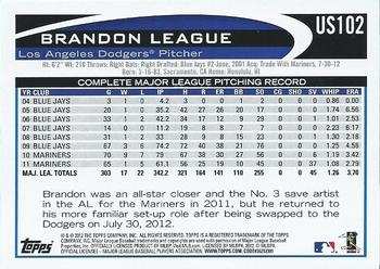 2012 Topps Update #US102 Brandon League Back