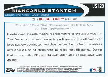 2012 Topps Update #US129 Giancarlo Stanton Back