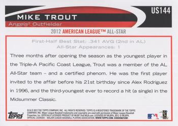 2012 Topps Update #US144 Mike Trout Back