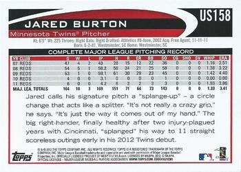 2012 Topps Update #US158 Jared Burton Back
