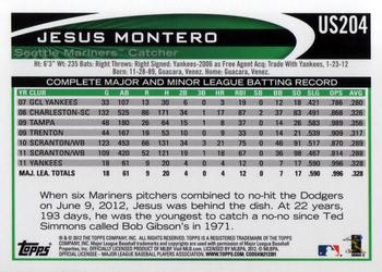 2012 Topps Update #US204 Jesus Montero Back