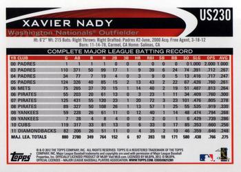 2012 Topps Update #US230 Xavier Nady Back