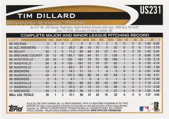 2012 Topps Update #US231 Tim Dillard Back