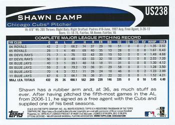 2012 Topps Update #US238 Shawn Camp Back