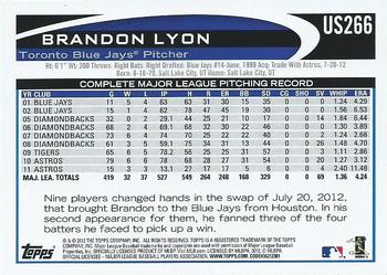 2012 Topps Update #US266 Brandon Lyon Back