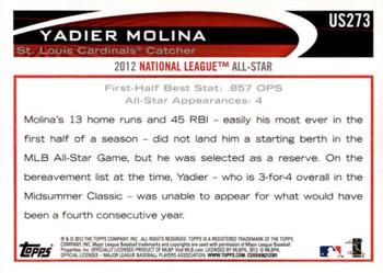 2012 Topps Update #US273 Yadier Molina Back