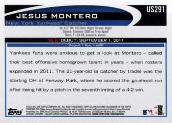2012 Topps Update #US291 Jesus Montero Back