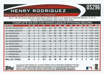 2012 Topps Update #US296 Henry Rodriguez Back