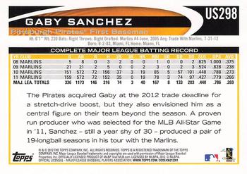 2012 Topps Update #US298 Gaby Sanchez Back