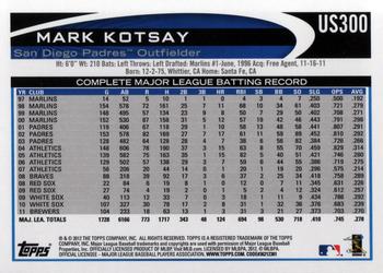 2012 Topps Update #US300 Mark Kotsay Back