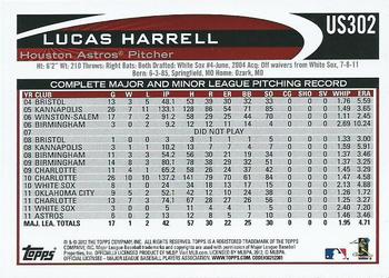 2012 Topps Update #US302 Lucas Harrell Back