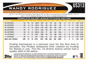 2012 Topps Update #US313 Wandy Rodriguez Back