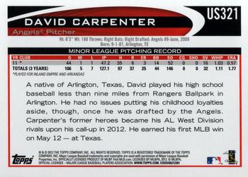 2012 Topps Update #US321 David Carpenter Back