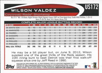 2012 Topps Update #US172 Wilson Valdez Back