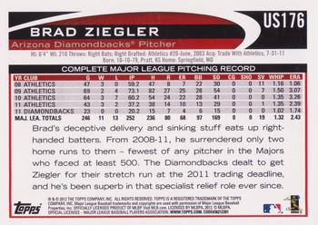 2012 Topps Update #US176 Brad Ziegler Back