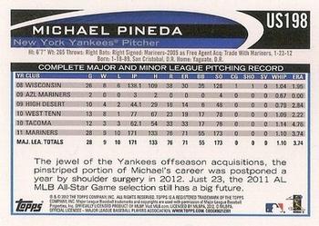 2012 Topps Update #US198 Michael Pineda Back