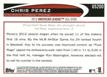 2012 Topps Update #US200 Chris Perez Back