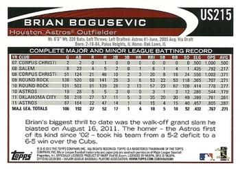 2012 Topps Update #US215 Brian Bogusevic Back