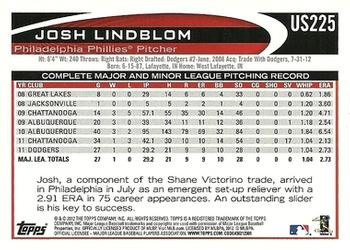 2012 Topps Update #US225 Josh Lindblom Back