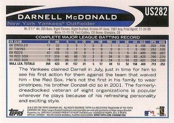 2012 Topps Update #US282 Darnell McDonald Back