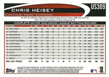 2012 Topps Update #US309 Chris Heisey Back