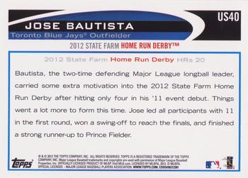 2012 Topps Update #US40 Jose Bautista Back