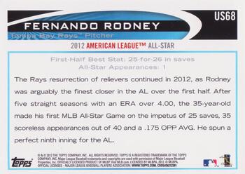 2012 Topps Update #US68 Fernando Rodney Back