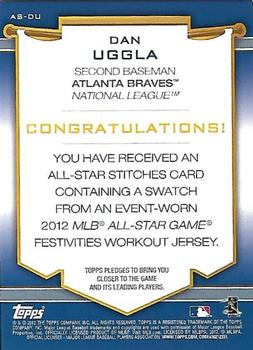 2012 Topps Update - All-Star Stitches #AS-DU Dan Uggla Back