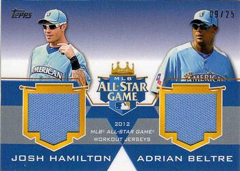 2012 Topps Update - All-Star Stitches Dual #ASD-HB Josh Hamilton / Adrian Beltre Front