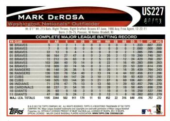 2012 Topps Update - Black #US227 Mark DeRosa Back